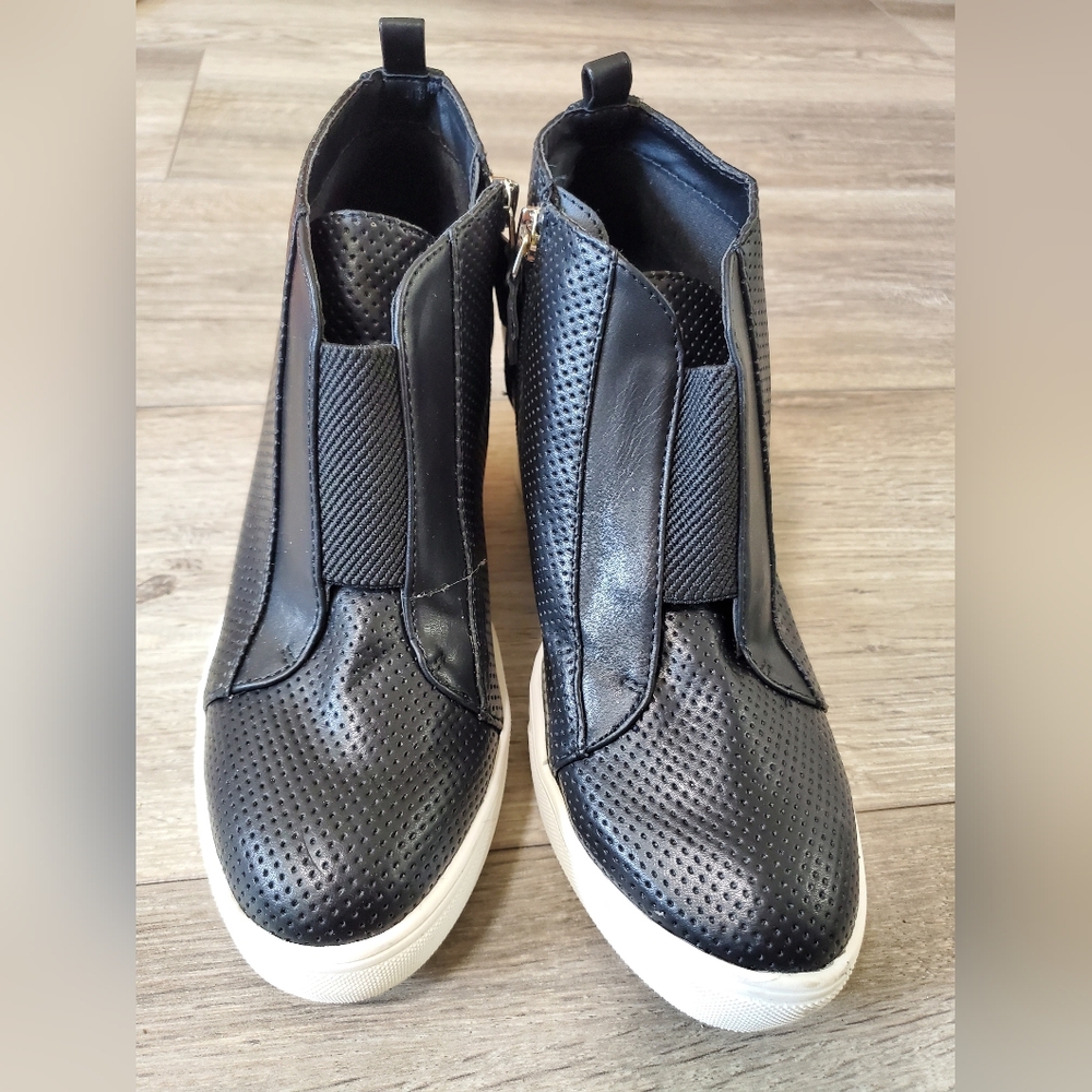 MIA Black Perforated Slip-On Sneakers